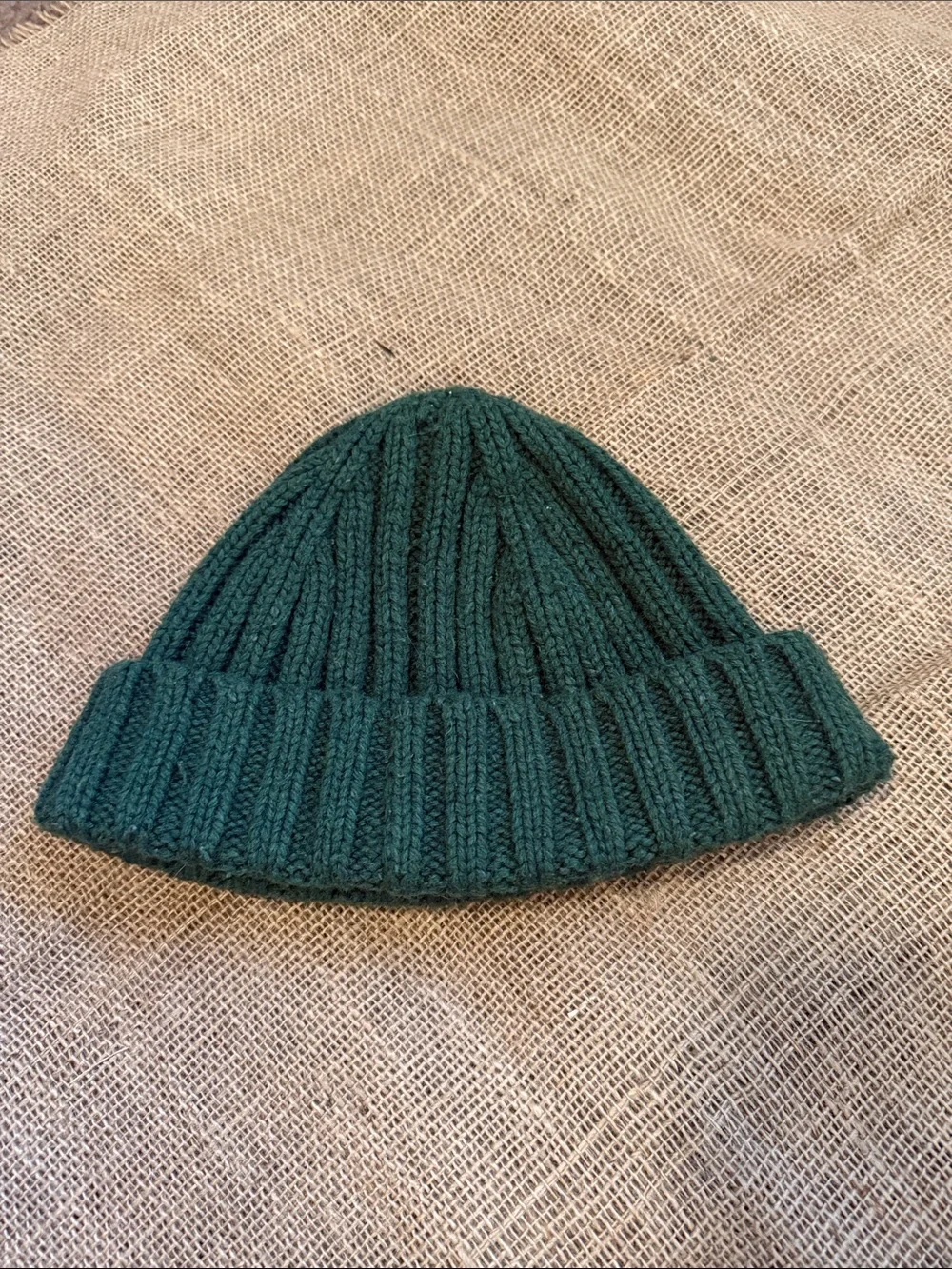 Ribbed Knit Beanie Hat in Dark Green